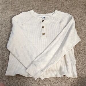 Old Navy Cream Waffle Knit Henley Top